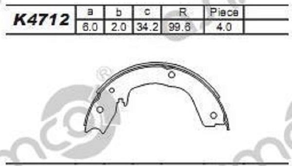 Asimco K4712 - Комплект тормозных колодок, барабанные autospares.lv