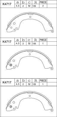 Asimco K4717 - Комплект тормозных колодок, барабанные autospares.lv