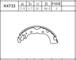 Asimco K4733 - Комплект тормозных колодок, барабанные autospares.lv