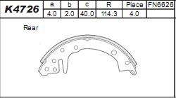 Asimco K4726 - Комплект тормозных колодок, барабанные autospares.lv