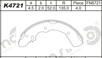 Asimco K4721 - Комплект тормозных колодок, барабанные autospares.lv