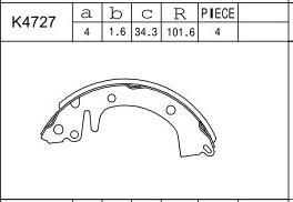 Asimco K4727 - Комплект тормозных колодок, барабанные autospares.lv