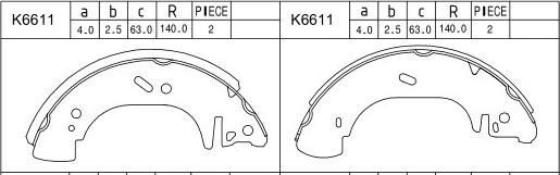 Asimco K6611 - Комплект тормозных колодок, барабанные autospares.lv