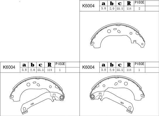 Asimco K6004 - Комплект тормозных колодок, барабанные autospares.lv