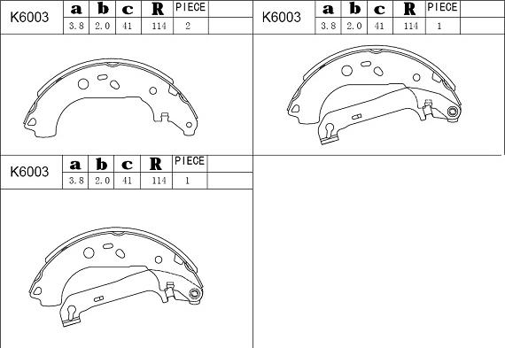 Asimco K6003 - Комплект тормозных колодок, барабанные autospares.lv