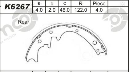 Asimco K6267 - Комплект тормозных колодок, барабанные autospares.lv