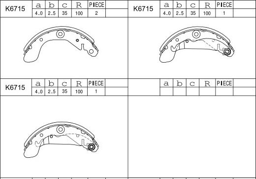 Asimco K6715 - Комплект тормозных колодок, барабанные autospares.lv