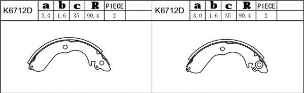 Asimco K6712D - Комплект тормозных колодок, барабанные autospares.lv