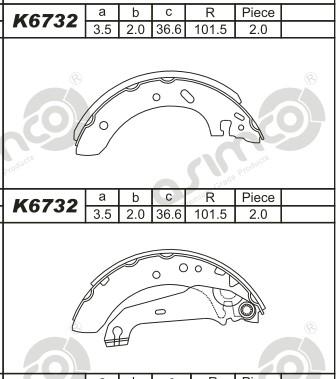 Asimco K6732 - Комплект тормозных колодок, барабанные autospares.lv