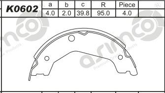 Asimco K0602 - Комплект тормозных колодок, барабанные autospares.lv