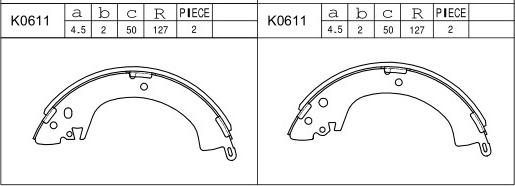 Asimco K0611 - Комплект тормозных колодок, барабанные autospares.lv