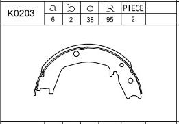 Asimco K0203 - Комплект тормозных колодок, барабанные autospares.lv