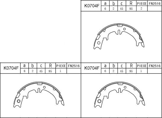 Asimco K0704F - Комплект тормозов, ручник, парковка autospares.lv