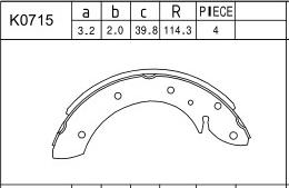 Asimco K0715 - Комплект тормозных колодок, барабанные autospares.lv