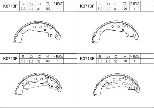 Asimco K0713F - Комплект тормозных колодок, барабанные autospares.lv