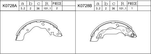 Asimco K0728 - Комплект тормозных колодок, барабанные autospares.lv