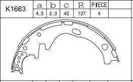 Asimco K1663 - Комплект тормозных колодок, барабанные autospares.lv