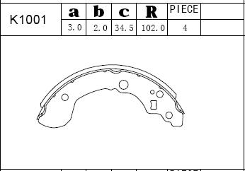 Asimco K1001 - Комплект тормозных колодок, барабанные autospares.lv