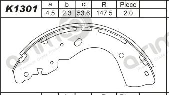 Asimco K1301 - Комплект тормозных колодок, барабанные autospares.lv