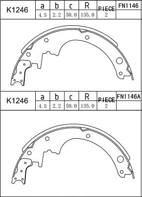 Asimco K1246 - Комплект тормозных колодок, барабанные autospares.lv