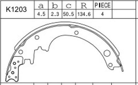 Asimco K1203 - Комплект тормозных колодок, барабанные autospares.lv