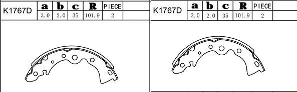 Asimco K1767D - Комплект тормозных колодок, барабанные autospares.lv