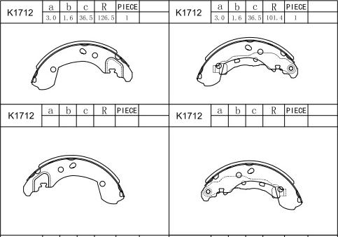 Asimco K1712 - Комплект тормозных колодок, барабанные autospares.lv