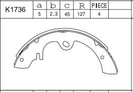 Asimco K1736 - Комплект тормозных колодок, барабанные autospares.lv