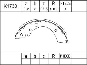 Asimco K1730 - Комплект тормозных колодок, барабанные autospares.lv