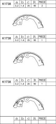 Asimco K1738 - Комплект тормозных колодок, барабанные autospares.lv