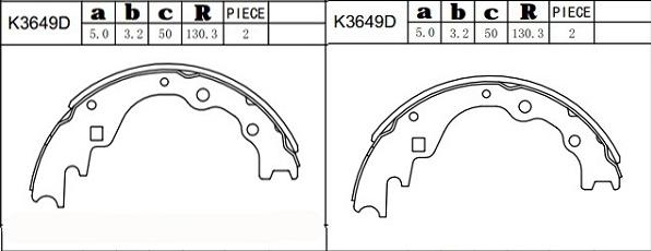 Asimco K3649D - Комплект тормозных колодок, барабанные autospares.lv