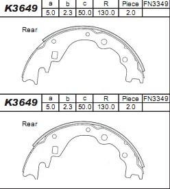 Asimco K3649 - Комплект тормозных колодок, барабанные autospares.lv