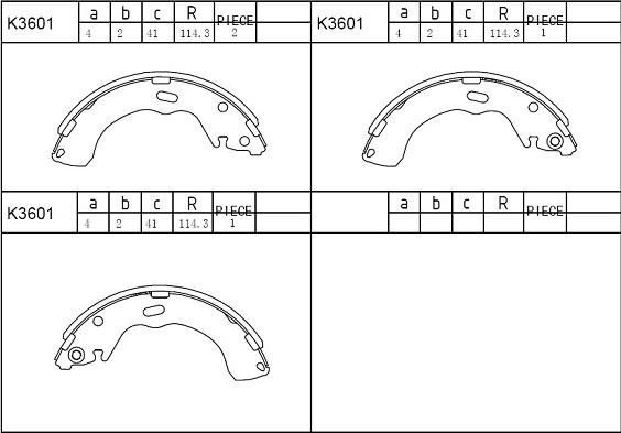 Asimco K3601 - Комплект тормозных колодок, барабанные autospares.lv