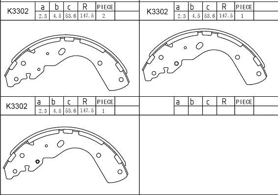 Asimco K3302 - Комплект тормозных колодок, барабанные autospares.lv