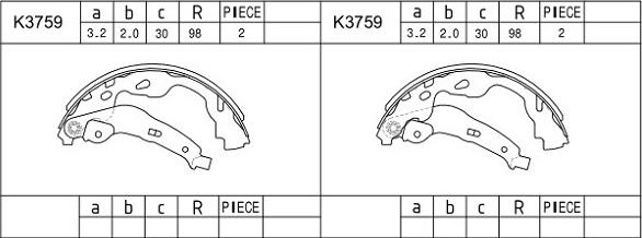 Asimco K3759 - Комплект тормозных колодок, барабанные autospares.lv