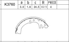 Asimco K3760 - Комплект тормозных колодок, барабанные autospares.lv