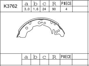 Asimco K3762 - Комплект тормозных колодок, барабанные autospares.lv