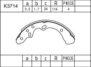 Asimco K3714 - Комплект тормозных колодок, барабанные autospares.lv