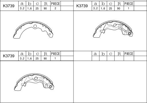 Asimco K3739 - Комплект тормозных колодок, барабанные autospares.lv