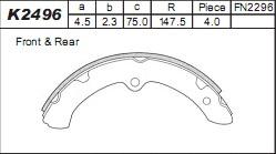 Asimco K2496 - Комплект тормозных колодок, барабанные autospares.lv