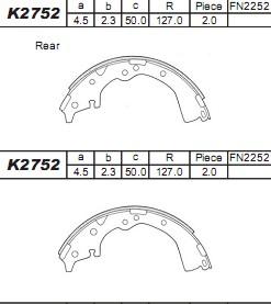 Asimco K2752 - Комплект тормозных колодок, барабанные autospares.lv