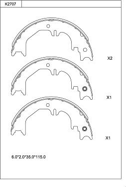 Asimco K2707 - Комплект тормозных колодок, барабанные autospares.lv