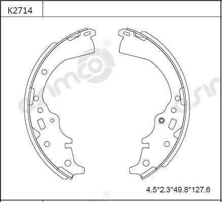 Asimco K2714 - Комплект тормозных колодок, барабанные autospares.lv