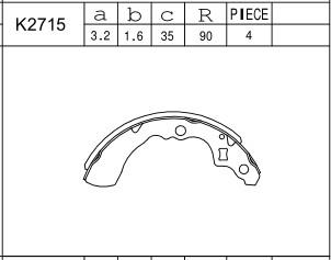 Asimco K2715 - Комплект тормозных колодок, барабанные autospares.lv