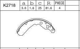 Asimco K2718 - Комплект тормозных колодок, барабанные autospares.lv