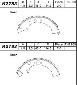 Asimco K2783 - Комплект тормозных колодок, барабанные autospares.lv