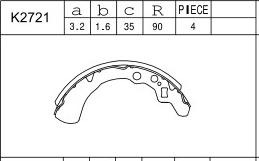 Asimco K2721 - Комплект тормозных колодок, барабанные autospares.lv