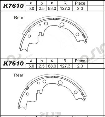 Asimco K7610 - Комплект тормозных колодок, барабанные autospares.lv