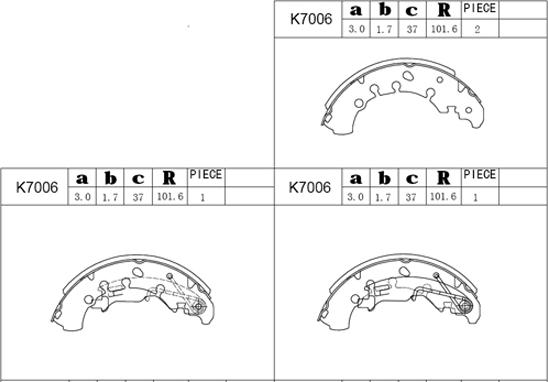 Asimco K7006 - Комплект тормозных колодок, барабанные autospares.lv