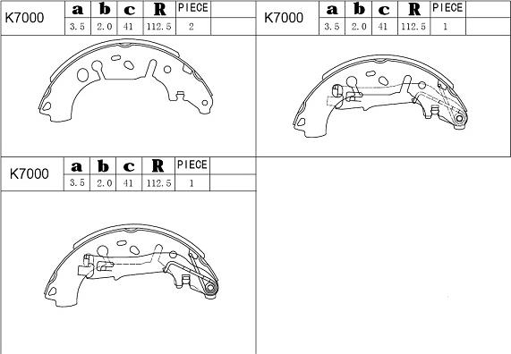 Asimco K7000 - Комплект тормозных колодок, барабанные autospares.lv